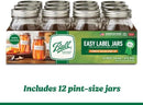 Ball Easy Label Glass Mason Jar, Regular Mouth, Pint Size, 16 OZ (12-Pack)