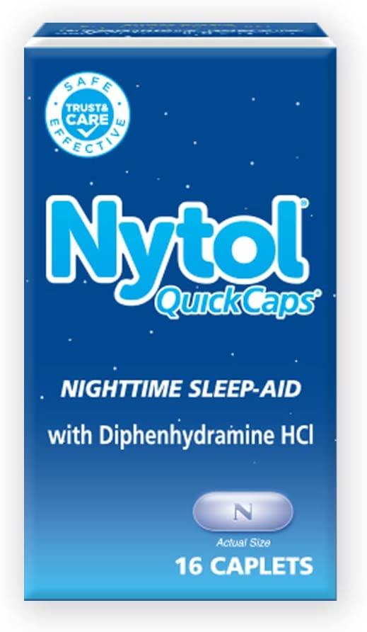 Nytol Nighttime Sleep Aid Quick Caps with Diphenhydramine HCl 25 mg, 16 Count