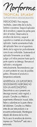 Norforms Feminine Deodorant Suppositories | Long Lasting Odor Control | Tropical Splash | 12 Count