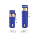 Contigo Autoseal Stainless Steel Leakproof Water Bottle with Carry Strap, Wild Indigo Champagne, 24 Ounce