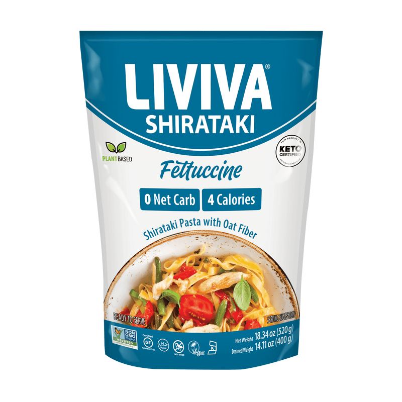 LIVIVA Organic Shirataki Fettuccine With Oat - A Wholesome Pasta Alternative, 14.11 OZ (Pack of 1)