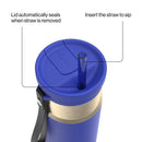 Contigo Snapseal Stainless Steel Leakproof Water Bottle with Carry Strap and Straw, Wild Indigo Champagne, 24 Ounce