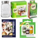 Ball Glass Mason Jar Canning Starter Kit, Regular Mouth, Quart Size, 32 OZ with Lids, Dissolvable Labels, Utensil Set and Recipe Book