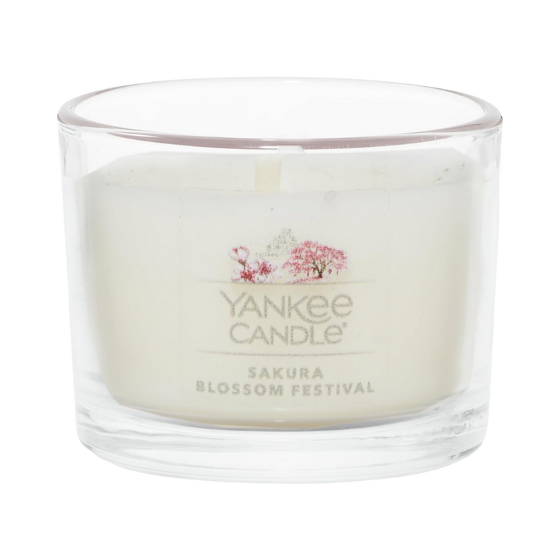 Yankee Candle Signature Votive Mini Candle Jar, Sakura Blossom Festival Scent, Natural Soy Wax Blend Candle with Natural Fiber Wick, 1.3 OZ Glass Jar (Pack of 12)