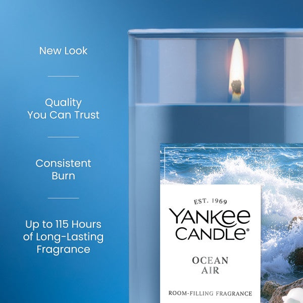 Yankee Candle Medium Pillar Scented Candle, Ocean Air, 14.25 oz (2-Pack)