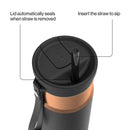 Contigo Snapseal Stainless Steel Leakproof Water Bottle with Carry Strap and Straw, Licorice Bronze, 24 Ounce