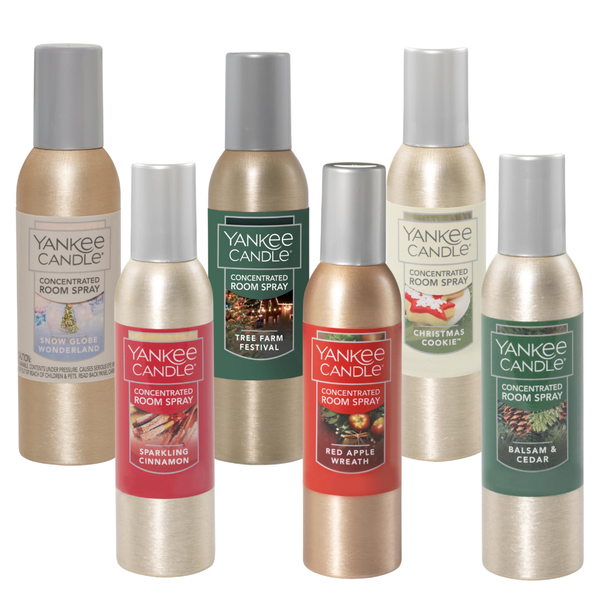 Yankee Candle Concentrated Air Freshener Room Spray Holiday Hearth Variety Pack, Odor Eliminator for Home, Bathroom, 1.5 Oz (Pack of 6)