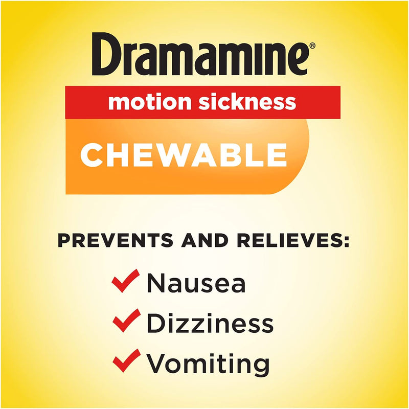 Dramamine Motion Sickness Relief - Chewable Orange Flavor, 8 Count