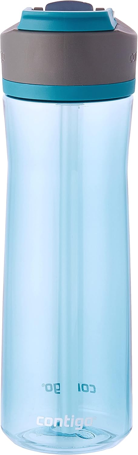 Contigo Ashland 2.0 Leak-Proof Water Bottle with Lid Lock and Angled Straw, Dishwasher Safe, Interchangeable Lid, Juniper & Sake, 24oz (Pack of 2)