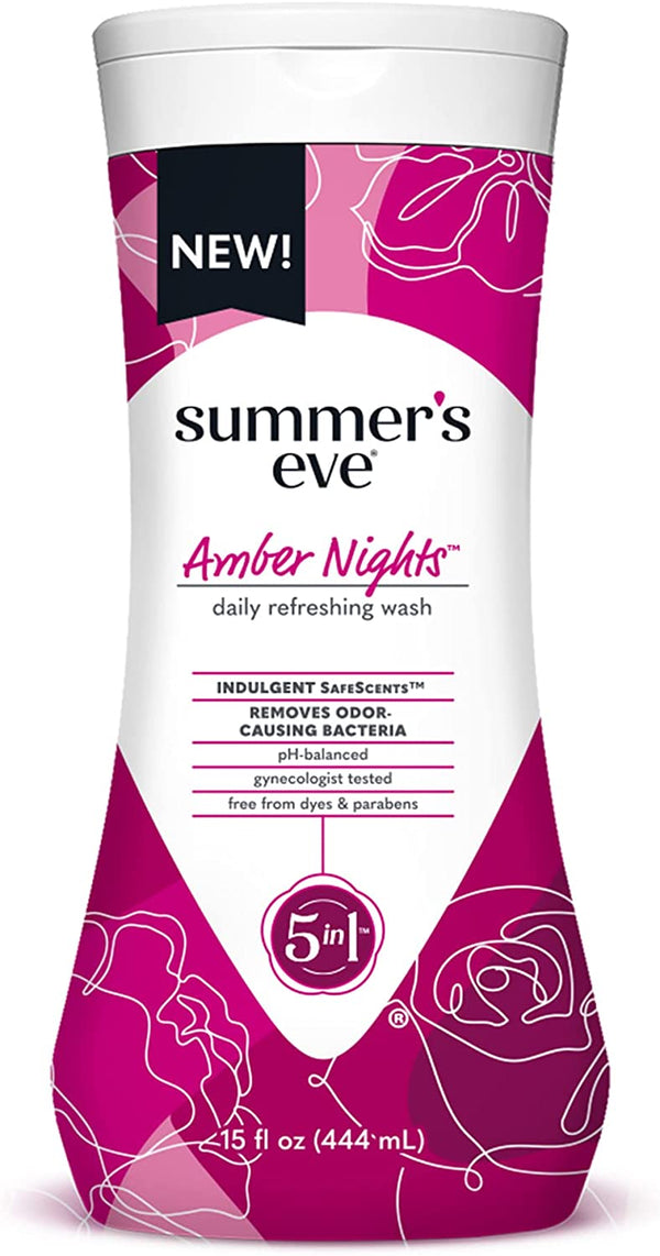 Summer's Eve Amber Nights with Oat and Shea Extracts, Daily Refreshing Feminine Wash, Removes Odor, pH balanced, 15 fl oz
