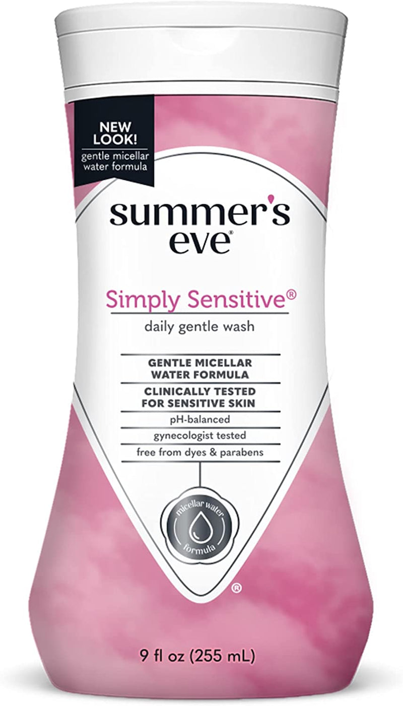 Summer’s Eve Simply Sensitive Daily Gentle Feminine Wash, Removes Odor, pH balanced, 9 fl oz