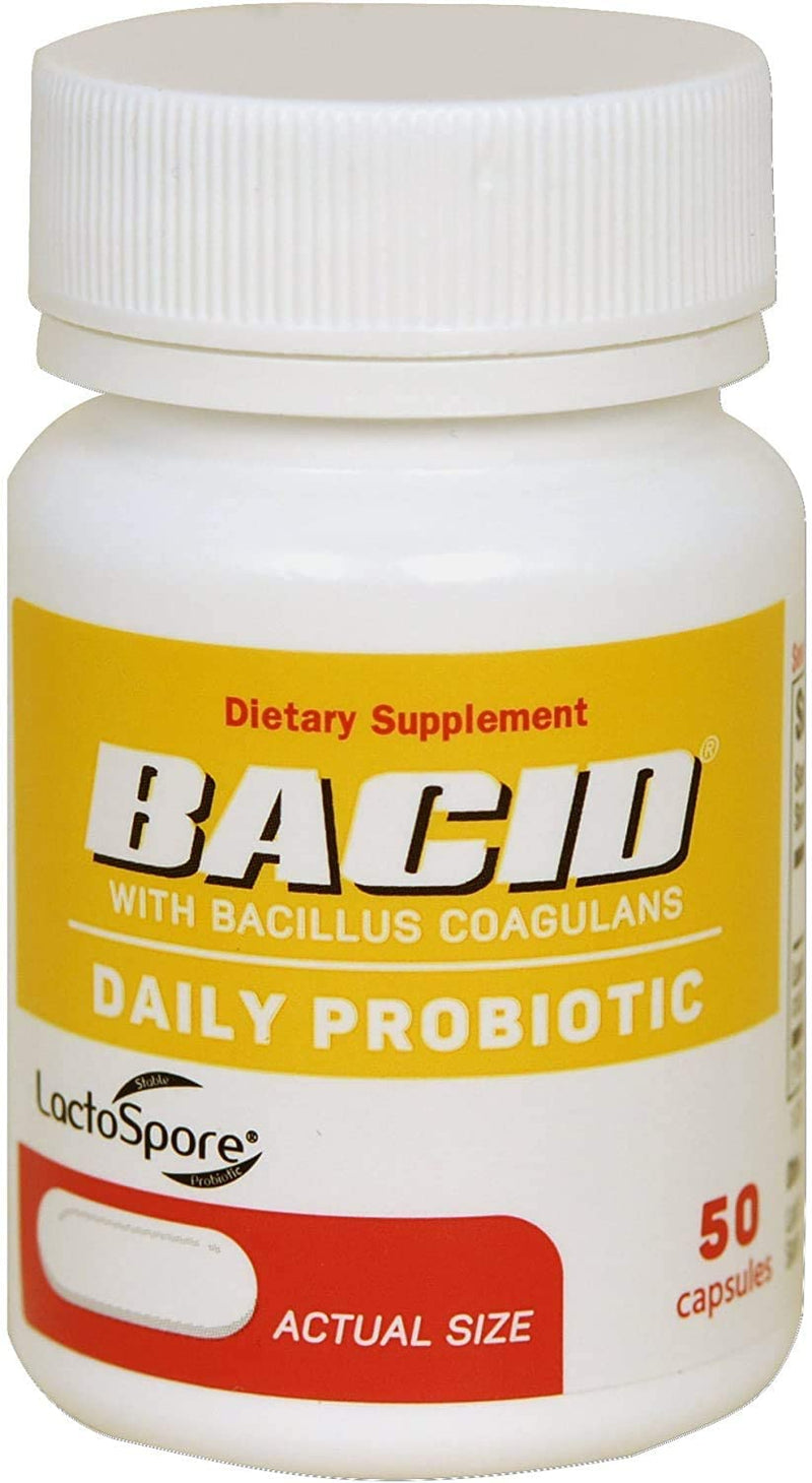 Bacid Daily Probiotic, Dietary Supplement for Digestive Health, 50 Capsules