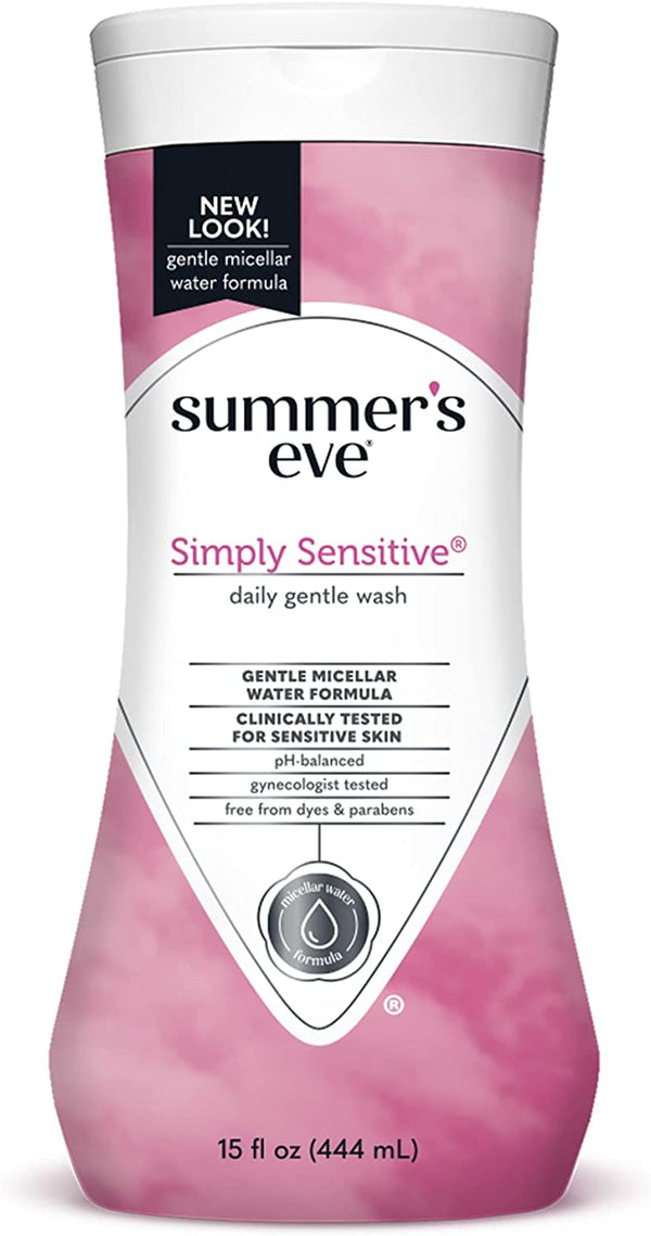 Summer’s Eve Simply Sensitive Daily Gentle Feminine Wash, Removes Odor, pH balanced, 15 fl oz