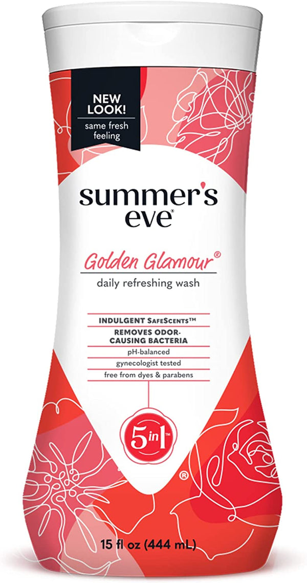 Summer's Eve Golden Glamour Daily Refreshing Feminine Wash, Removes Odor, pH balanced, 15 fl oz