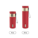Contigo Snapseal Stainless Steel Leakproof Water Bottle with Carry Strap and Straw, Goji Berry Champagne, 24 Ounce