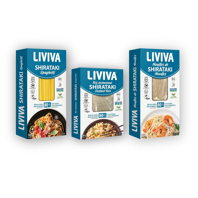 Liviva Dried Shirataki Trial Pack - 1 Noodle, 1Spag, 1 Rice (3 Pack), 1 CT