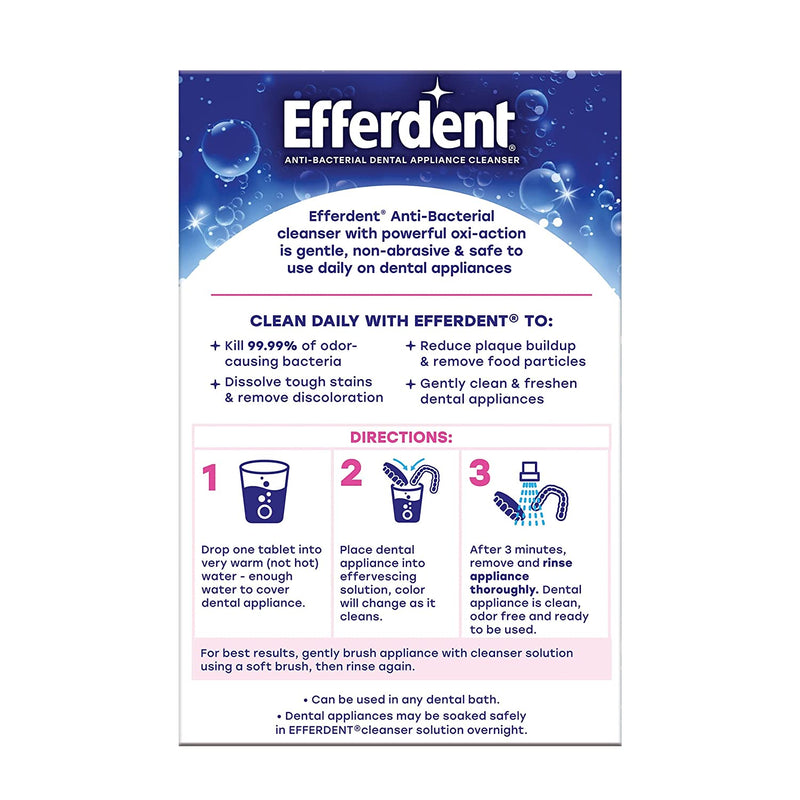 Efferdent Retainer Cleaning Tablets, Denture Cleaning Tablets for Dental Appliances, Complete Clean , 126 Count