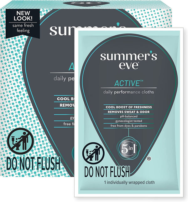 Summer's Eve Active Feminine Cleansing Cloths, Cooling & Refreshing, 14 Count