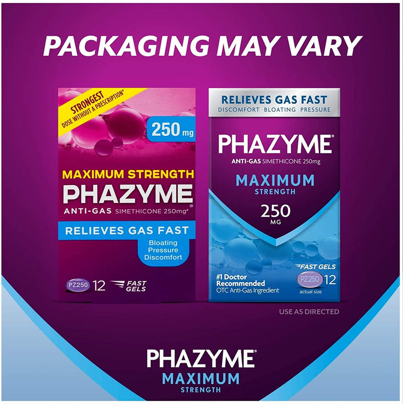 Phazyme Maximum Strength Gas & Bloating Relief, Works in Minutes - Packaging may Vary