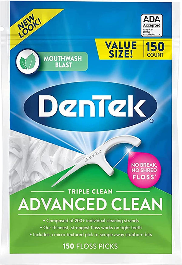 DenTek Triple Clean Floss Picks, No Break Guarantee, 150 CT