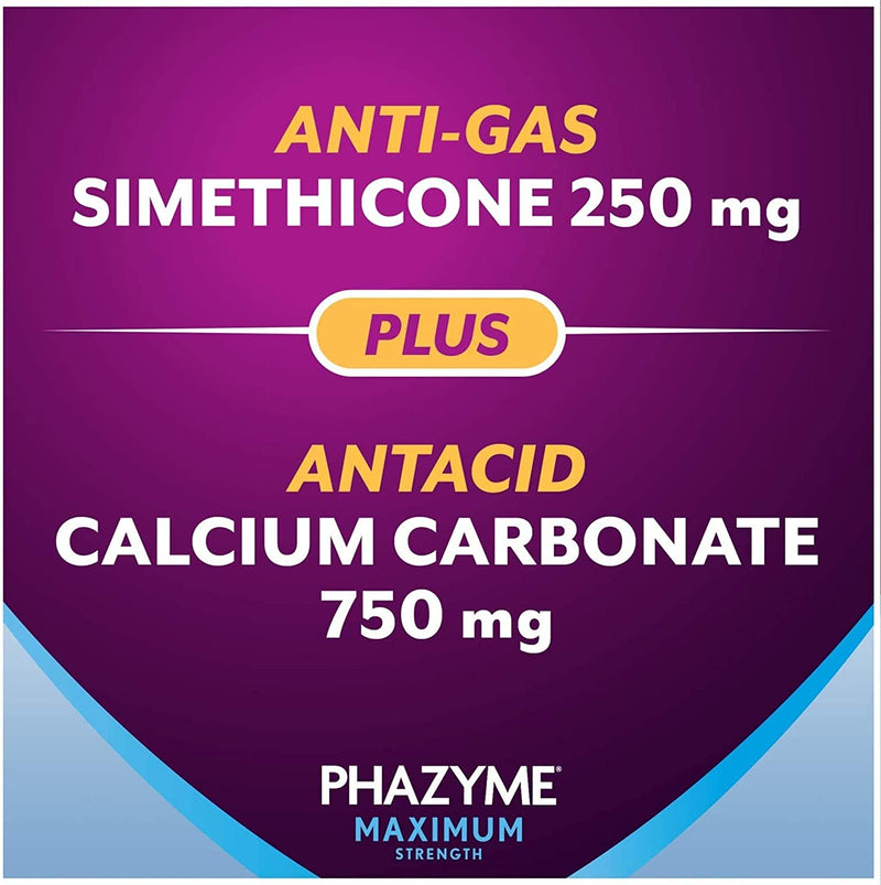 Phazyme Maximum Strength Gas & Acid Relief, Works Fast, Cherry Flavor, 24 Chews