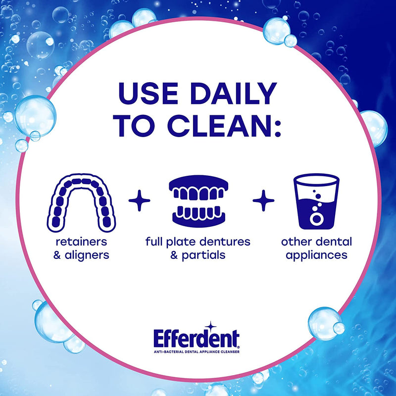 Efferdent Dental Bath Cleanser Kit, with Dental Bath, Brush & Cleansing Tablets
