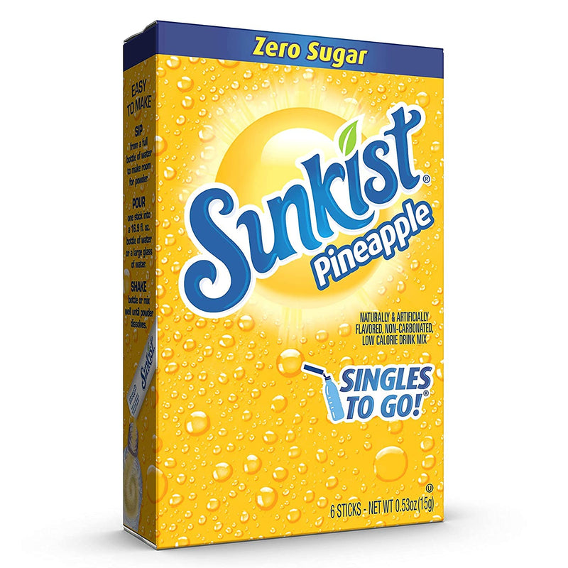 Sunkist Soda Pineapple Singles To Go Drink Mix, 0.53 OZ, 6 CT - Trustables