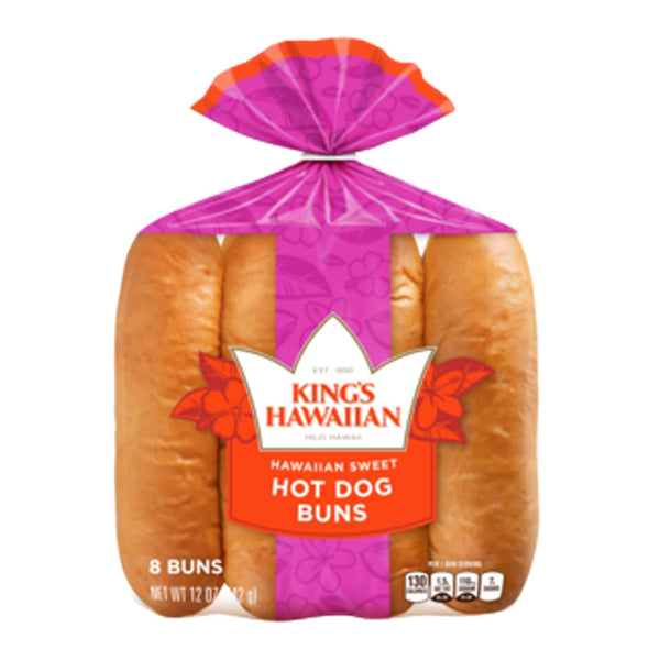 King's Hawaiian Original Hawaiian Sweet Hot Dog Buns 8 Count (Pack of 1)