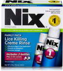 Nix Lice Killing Creme Rinse Family Pack, 2 oz & Nit Removal Comb, Double Pack