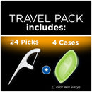 DenTek Floss Picks & Travel Case for On-the-Go, 4 Travel Cases with 6 Floss Picks Each, 6 Pack