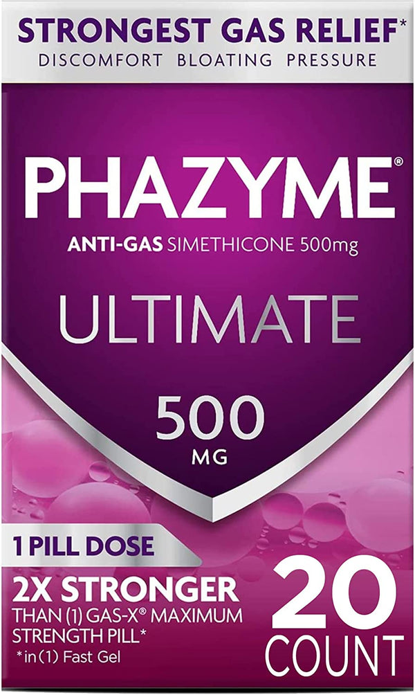 Phazyme Ultimate Gas & Bloating Relief, Works in Minutes, 20 Fast Gels