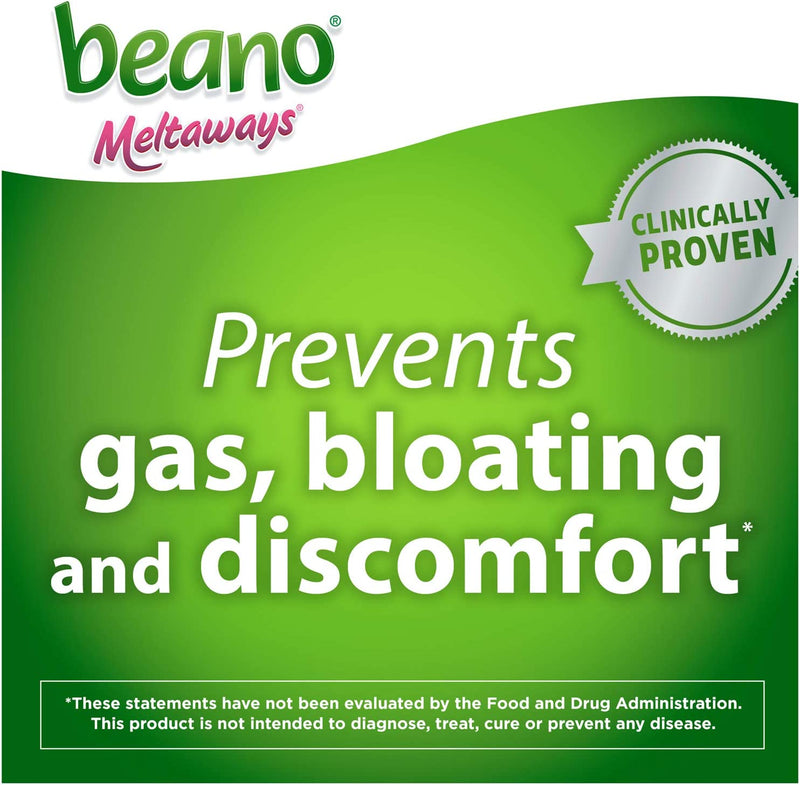 Beano Meltaways, Gas Prevention & Bloating Relief, Strawberry Flavor, 15 Count