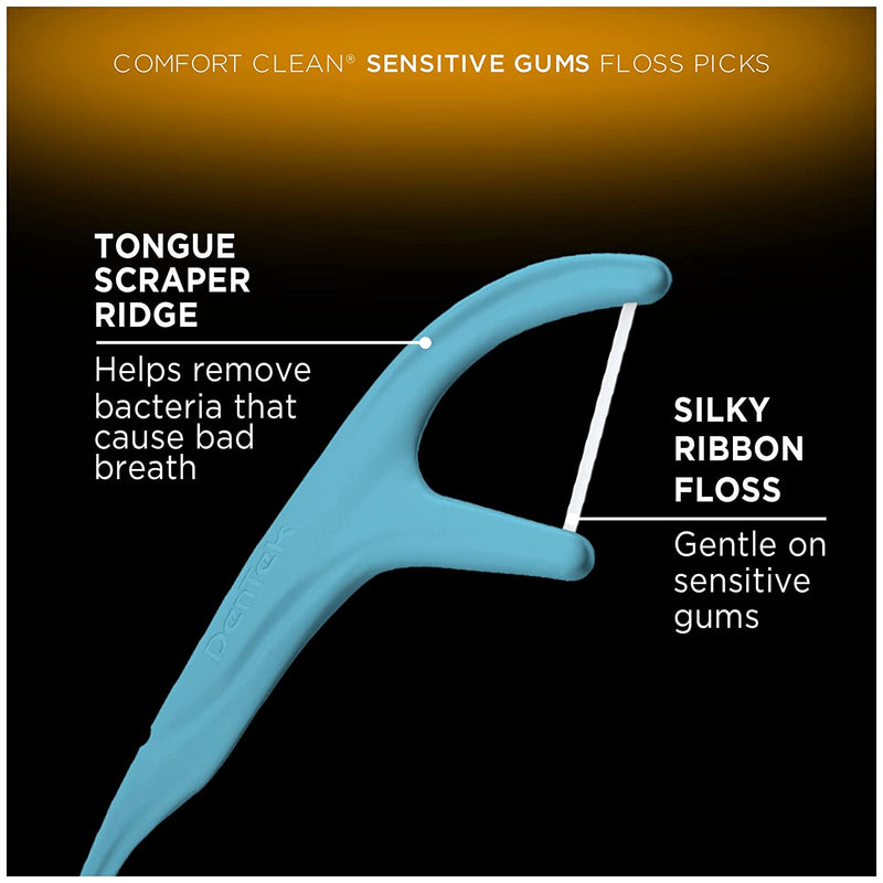 Dentek Floss Picks Comfort Clean Sensitive Gums Floss Picks, Soft & Silky Ribbon, 90 ct