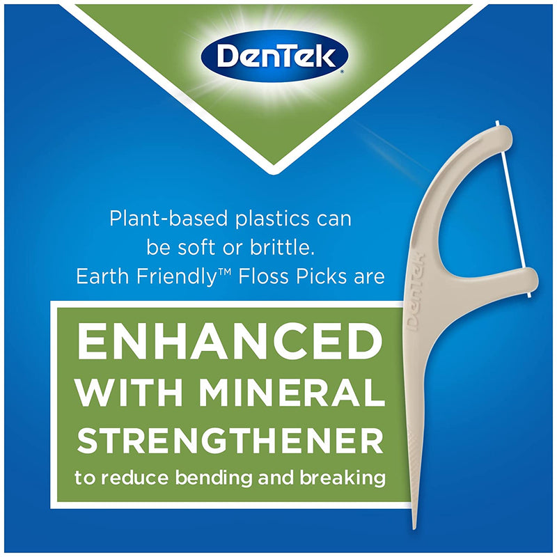 Dentek Floss Picks Earth Friendly Plant-Based Floss Picks, 60 ct