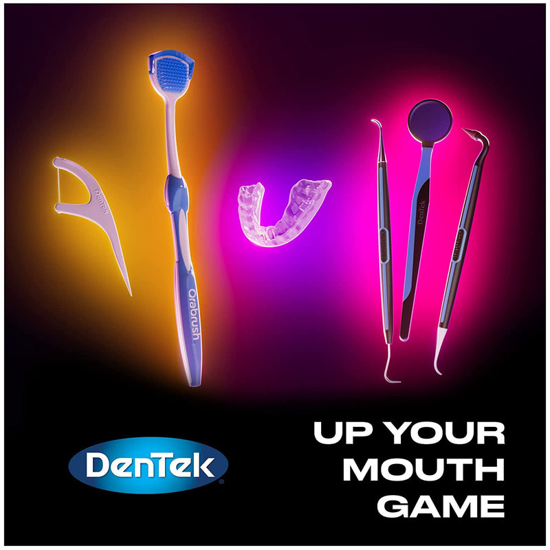 Dentek Floss Picks 3-In-1 Interdental Cleaners | Floss, Brush, Pick, Travel Pouch, 16 ct