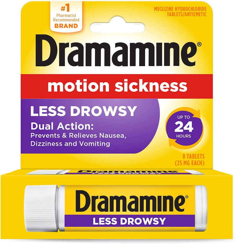 Dramamine Motion Sickness Relief - All Day Less Drowsy, 8 Count