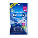 Dentek Floss Picks 3-In-1 Interdental Cleaners | Floss, Brush, Pick, Travel Pouch, 16 ct