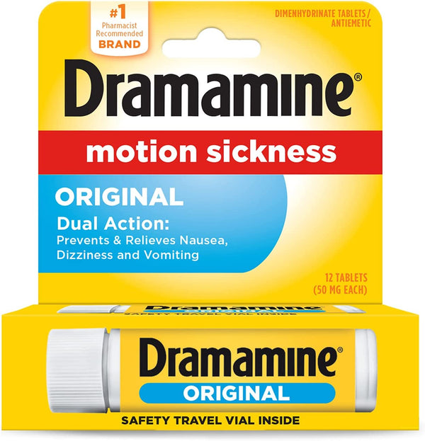 Dramamine Motion Sickness Relief - Original Formula, 12 Count