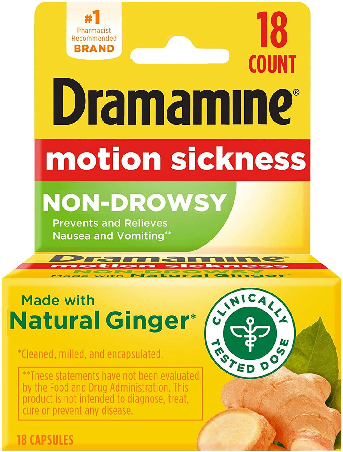 Dramamine Motion Sickness Relief Non Drowsy Naturals With Ginger 1