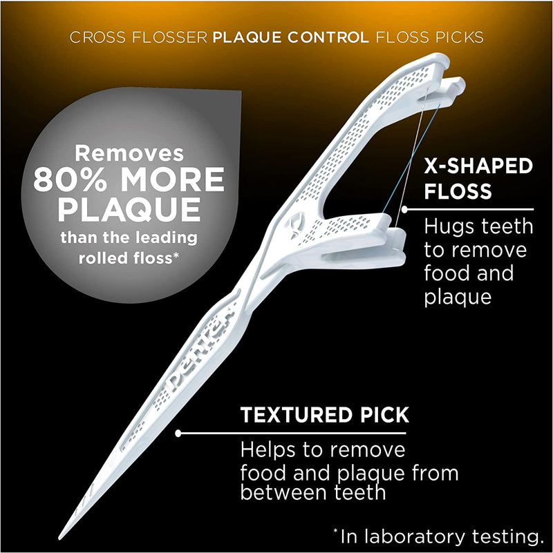 Dentek Floss Picks Cross Flosser Plaque Control Floss Picks, X-Shaped Floss, 75 ct