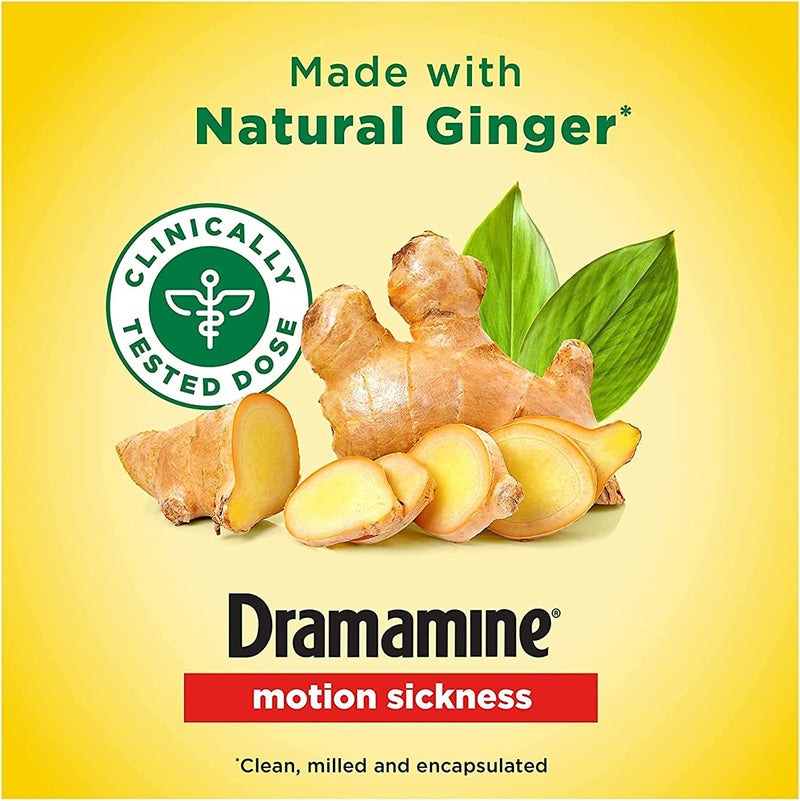 Dramamine Motion Sickness Relief - Non-Drowsy, Naturals With Ginger, 18 Count