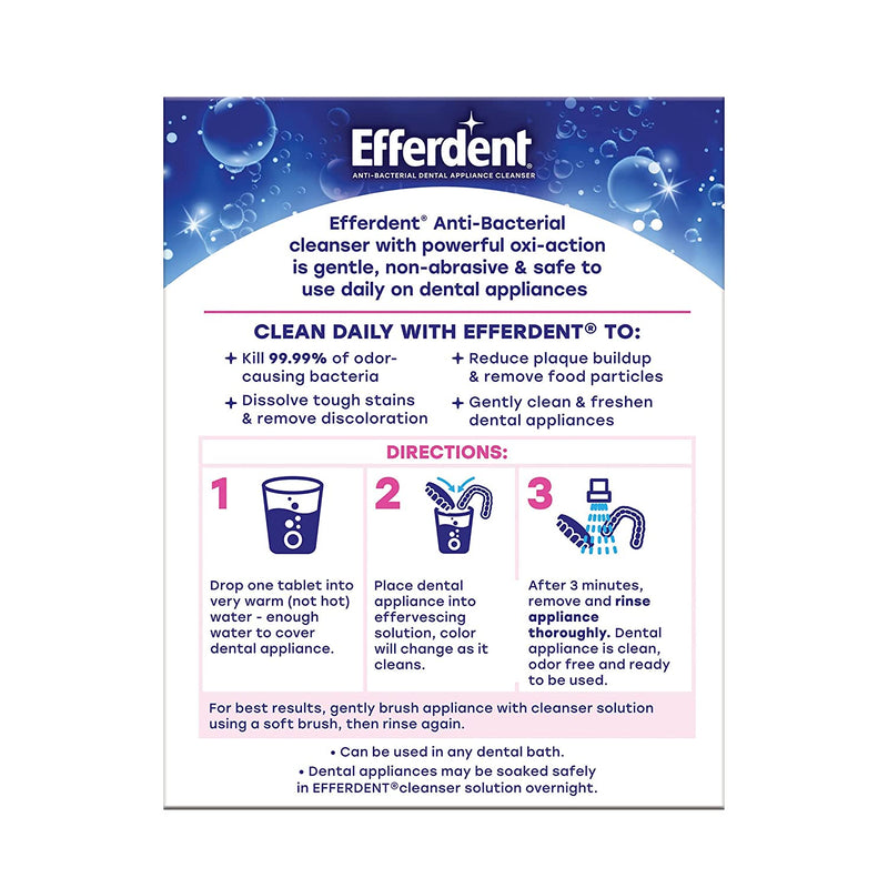 Efferdent Dental Bath Cleanser Kit, with Dental Bath, Brush & Cleansing Tablets