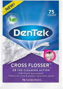 Dentek Floss Picks Cross Flosser Plaque Control Floss Picks, X-Shaped Floss, 75 ct