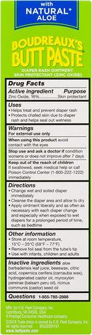 Boudreaux's Butt Paste with Natural* Aloe Diaper Rash Cream, Ointment for Baby, 4 oz Tube