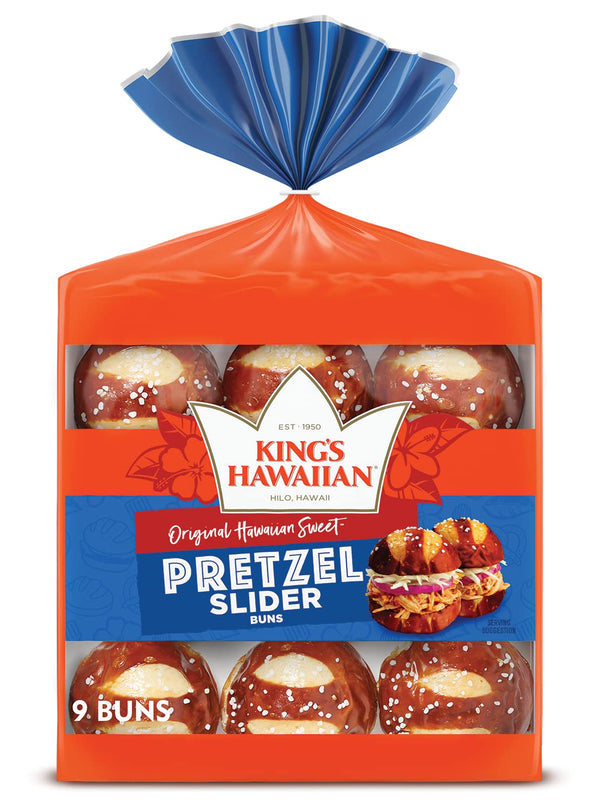 King's Hawaiian Pretzel Slider Buns, 9 Count (Pack of 1)