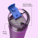 bubba DualSip Leakproof Insulated Water Bottle with Straw, Moodbooster, 24 Ounce