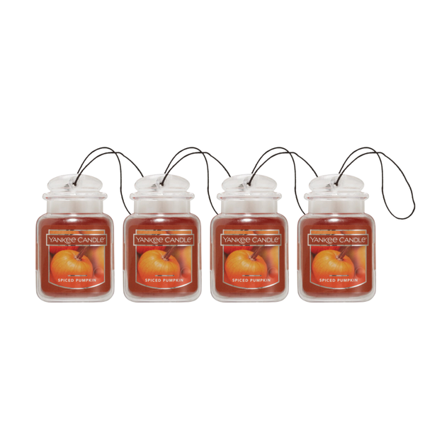 Yankee Candle Car Air Fresheners, Hanging Car Jar Ultimate, Neutralizes Odors Up To 30 Days, Spiced Pumpkin, 0.96 OZ (Pack of 4)