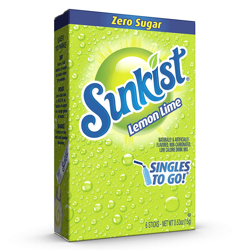 Sunkist Soda Lemon Lime Singles To Go Drink Mix, 0.53 OZ, 6 CT - Trustables