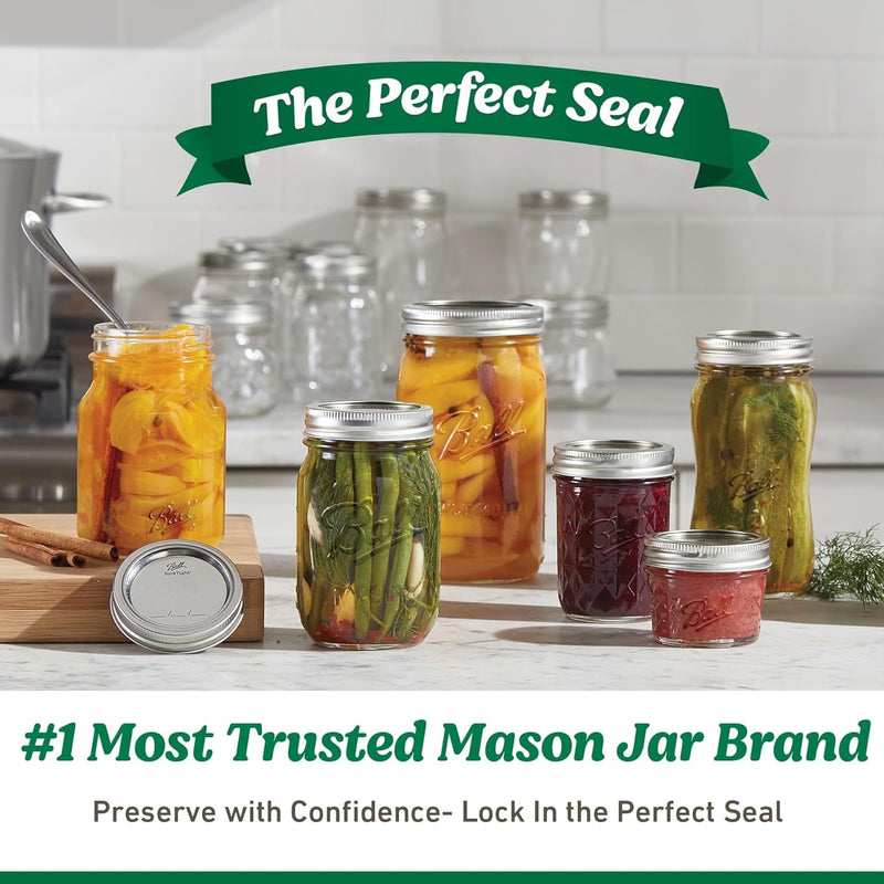 Ball Easy Label Glass Mason Jar, Regular Mouth, Quart Size, 32 OZ (12-Pack)