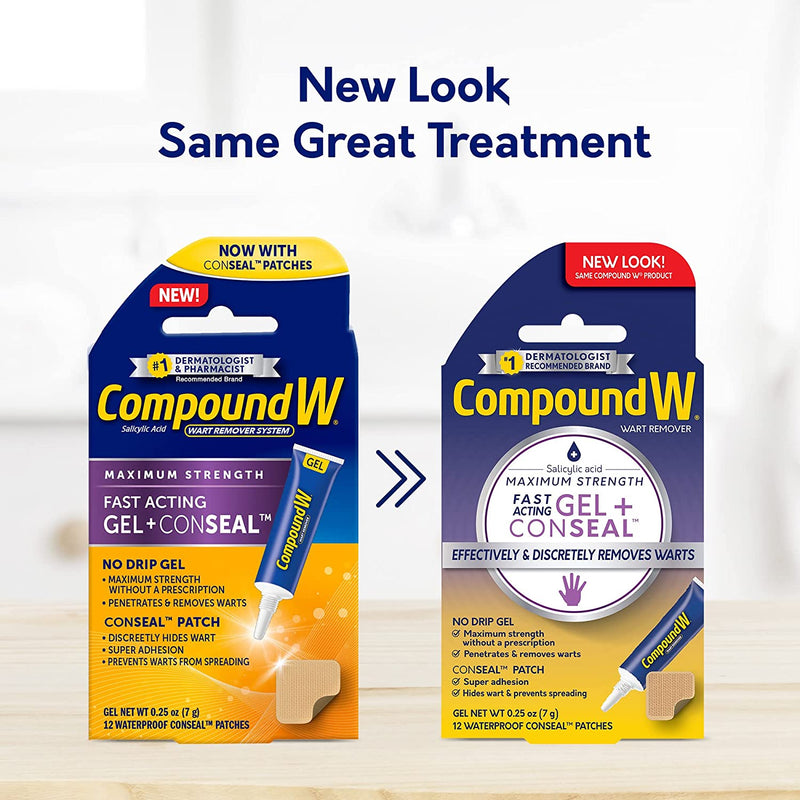Compound W Maximum Strength Fast Acting Gel + Conceal Wart Remover, 12 ct